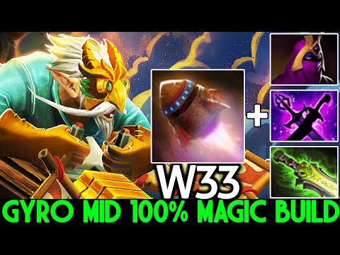 W33 [Gyrocopter] WTF New Meta Gyro Mid 100% Magic Build Dota 2