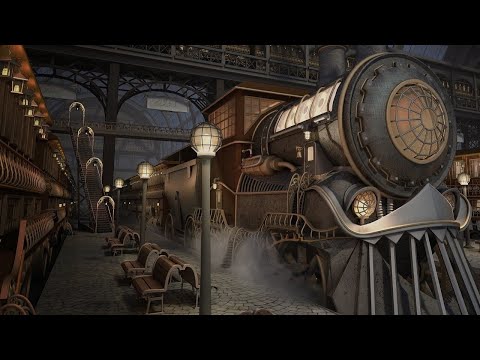 Victorian Train Station | 2 hour | Steam Trains, Whistles, Platform Sounds