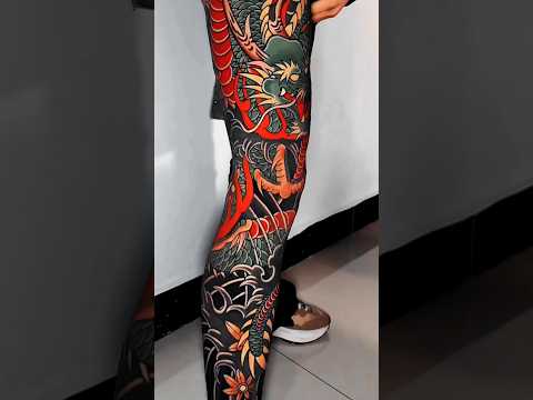 Full Leg Sleeve Tattoo | Dragon Tattoo | Japanese style | Tattoo ideas 🪬 #shorts #tattoo