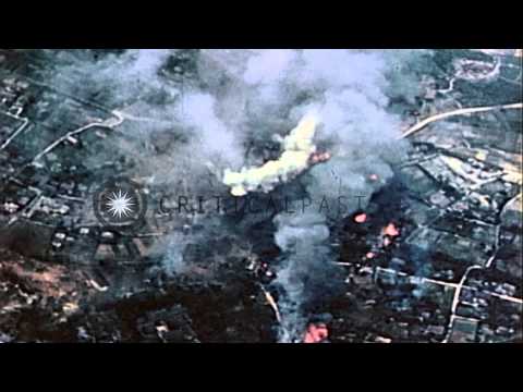 Gun camera footage of United States Navy warplanes strafing targets in Tokyo duri...HD Stock Footage