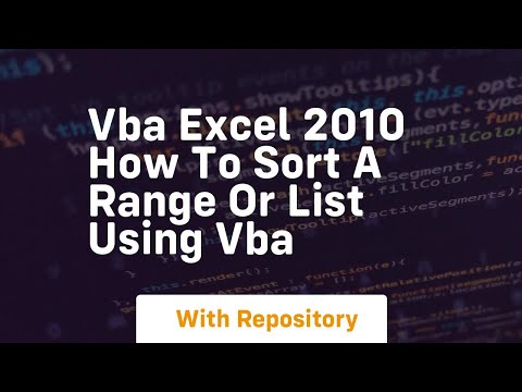 vba excel 2010 how to sort a range or list using vba