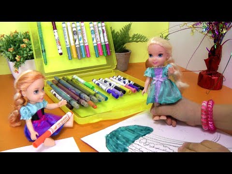 Coloring ! ELSA & ANNA toddlers have fun