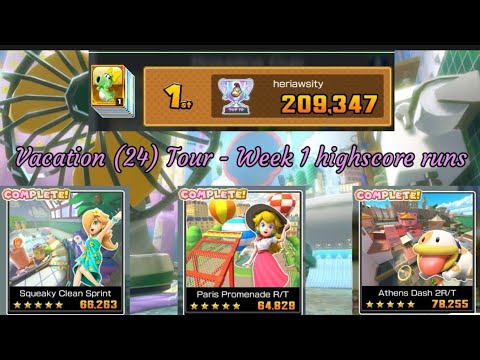 Mario Kart Tour - Vacation (24) Tour Week 1 Ranked Cup highscore runs