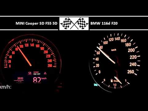 MINI Cooper SD F55 5D VS. BMW 116d F20 - Acceleration 0-100km/h
