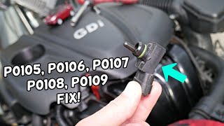 HYUNDAI TUCSON CODE P0105, P0106, P0107, P0108, P0109 MANIFOLD AIR PRESSURE, CHECK ENGINE LIGHT ON