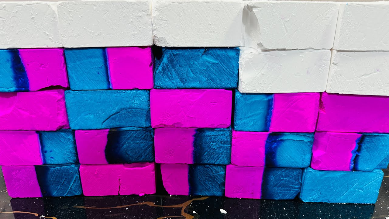 Fresh Dyed Gym Chalk  ASMR Block Crush | Crispy Dyed Chalk ASMR Video 