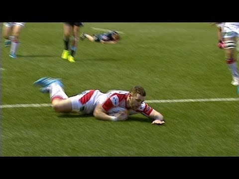 Darren Cave darts through for great Try - Cardiff Blues v Ulster Rugby 29th March 2014