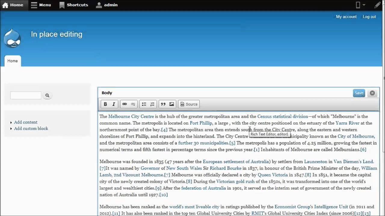 In-place editing in Drupal