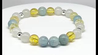 Minerální náramek akvamarín, citrín, křišťál - ZÁZRAČNÝ (stříbro Ag925)