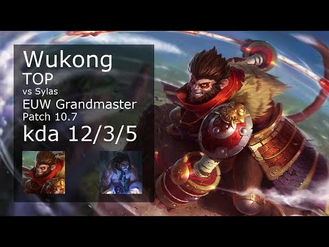 Wukong Top vs Sylas - EUW Grandmaster 12/3/5 Patch 10.7 Gameplay