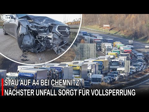 STAU AUF A4 BEI CHEMNITZ: NÄCHSTER UNFALL SORGT FÜR VOLLSPERRUNG #germany | SH News German