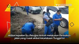 Truk Tabrak Tiang Penunjuk Arah di Jakarta Pusat