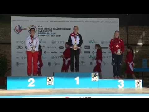 Podium and Interview with Beate GAUSS (GER) - ISSF World Championship 2014, Granada ESP)