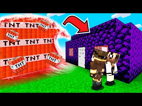 ONDA GIGANTE DI TNT CONTRO BASE DI OSSIDIANA SU MINECRAFT!!