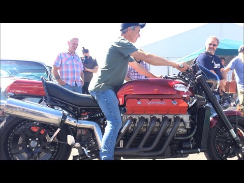 Allen Millyard Viper V10 Motorcycle Start-Up Rev-Up & Exhaust Sound: Newbury Car Show - Film 3 of 15