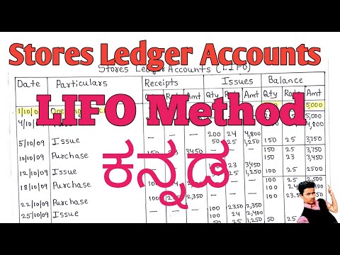 Store Ledger Account (LIFO Method)||Material Cost Control || Elements Of Costing (Kannada)
