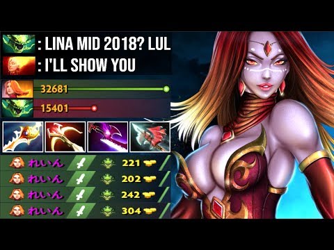 Machine Gun Lina Mid is Back! WTF 1000 Attack Range Carry All Team Most Epic Comeback Dota 2