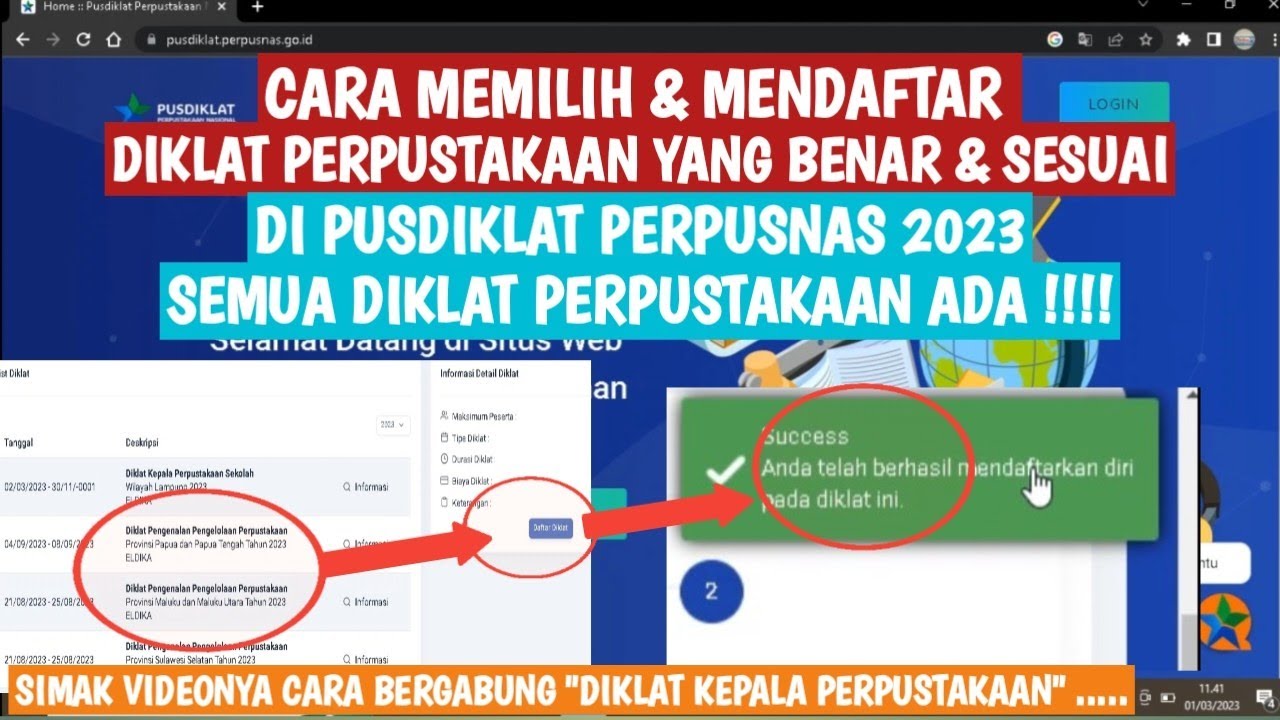 CARA MEMILIH & MENDAFTAR DIKLAT PERPUSTAKAAN YANG BENAR & SESUAI DI PUSDIKLAT PERPUSNAS TAHUN 2023
