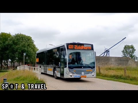 Citaro C2 LE passeert de Binnensluis in Munnekezijl, als lijn 637 // Qbuzz Citaro passby, 6-7-2022.