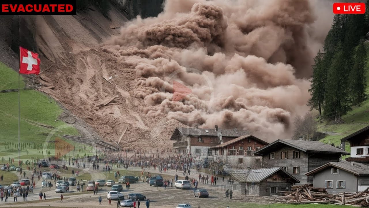 Une montagne immense se fend en Suisse ! Un glacier géant s'effondre, submergeant le village de Blatten
