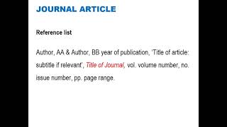 Harvard Referencing: journal articles