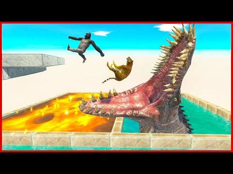 DON'T FALL into LAVA and WATER POOL OF BEAST | ARBS - Animal Revolt Battle Simulator