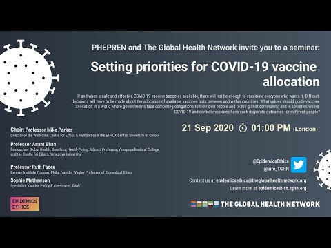 Epidemic Ethics: Setting priorities for COVID-19 vaccine allocation