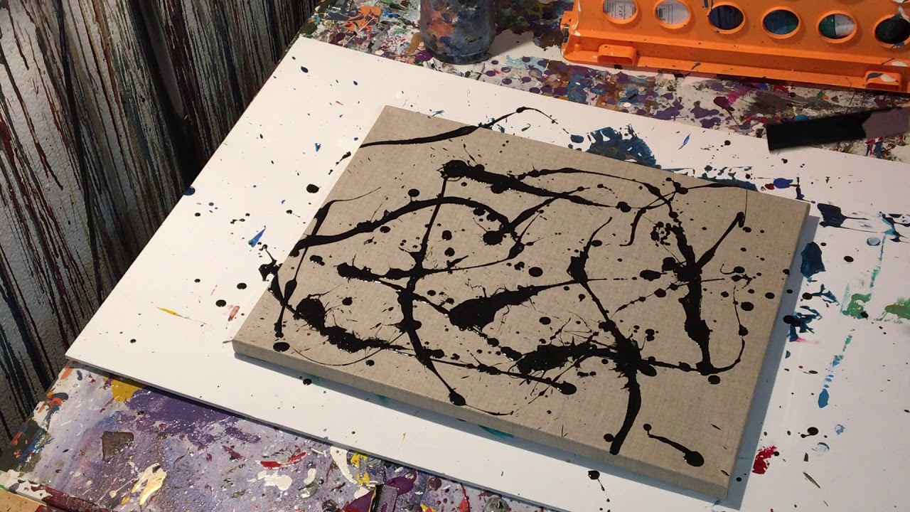 Jackson Pollock Acrylic Painting on Linen Canvas First Time