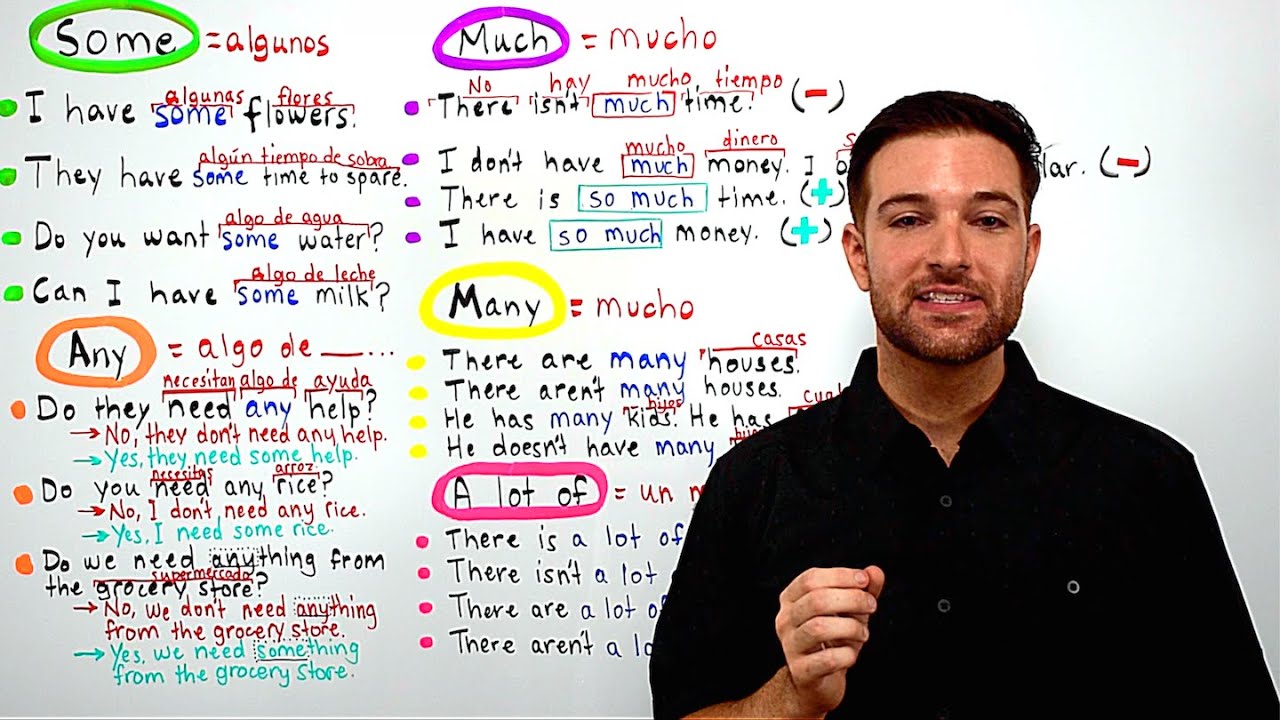 Las palabras: some / any / much / many / a lot of