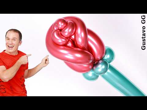 Como hacer una ROSA CON GLOBOS 🌹 flores con globos - globoflexia y figuras con globos