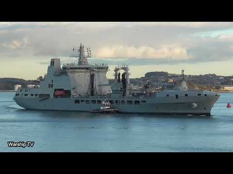 RFA TIDEFORCE A139 ENTERS DEVONPORT NAVAL BASE AT DEVILS POINT 20-1-23