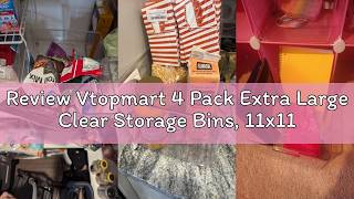 Review Vtopmart 4 Pack Extra Large Clear Storage Bins, 11x11 Cube Organizer