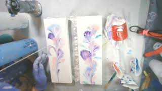 Chain Pull Technique - Diptych - Acrylics