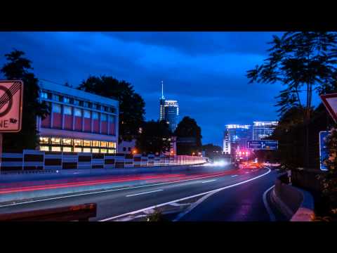 A40 Essen Zentrum - abendlicher Verkehr