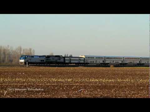 A little practice: Amtrak Coast Starlight trains #11 & #14 north of Salem, Oregon
