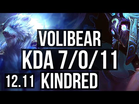 VOLIBEAR vs KINDRED (JNG) | 7/0/11, Rank 4 Voli, Godlike | KR Challenger | 12.11