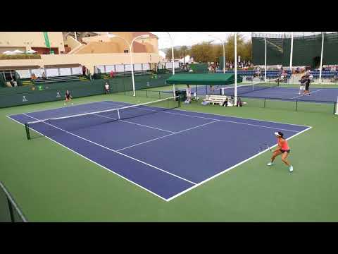 Hot pro Asian girl practicing at Indian Wells 2018
