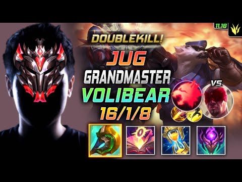 GrandMaster Volibear Jungle vs Lee Sin - 천상계 정글 볼리베어 템트리 룬 신파자 포식자 ボリベア Волибир 不灭狂雷 - LOL KR 11.16