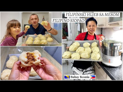 Filipinski pareni hljeb punjen mesom | Filipino Siopao Asado Recipe | Steamed bread filled with meat