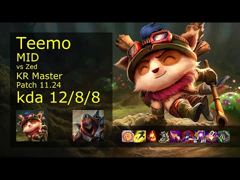 Rank 2 Korean Teemo: Mid vs Zed // [롤] 티모 vs 제드 미드