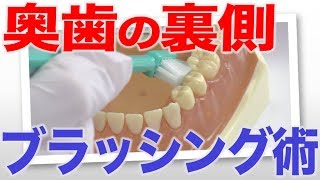 奥歯の裏側はちょっと角度をつけてブラッシング