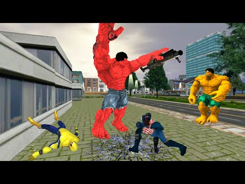 Flying Captain Robot Laser Superhero Crime Battle - Captain Hero Vs Red Hulk Vs Monster Vs Superman
