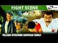Villans Attacking Darshan Family Darshan Harish Rai Indra Fight Scene