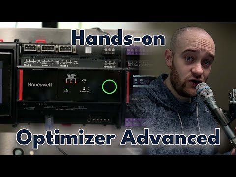 A hands-on demonstration of the Honeywell Optimizer Advanced controller, its HMI, and the 16UIO IO module.