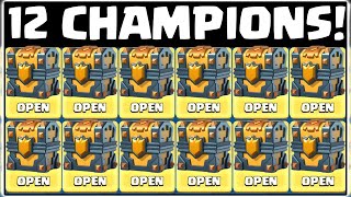 12 CHAMPION CHEST OPENING | CLASH ROYALE | 12 CHAMPION CARDS!