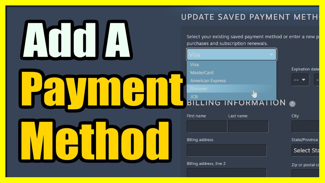 How to Add a Credit Card to your STEAM Account (Payment Methods)