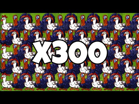 PvZ 2 All Plants No Plant Food VS 300 Zombie Chicken + Zombie Turkey - Who Will Win?