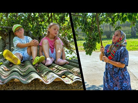 Alex and Ariana climbed up the house and grandma can't get them down!