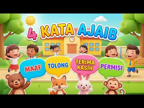 Belajar 4 Kata Ajaib 🎵 Maaf, Tolong, Terima Kasih, Permisi | Lagu Anak Indonesia | 3D Ceria Edukatif