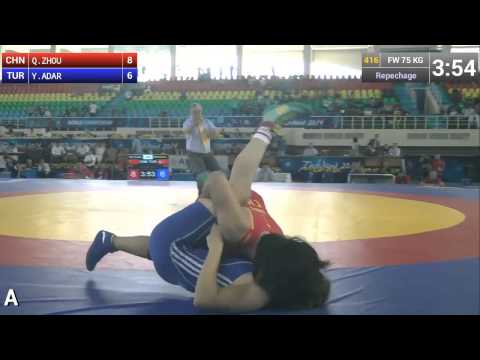 Female Wrestling 75 kg - Q.ZHOU (CHN) vs Y.ADAR (TUR) - Tashkent World Championship 2014